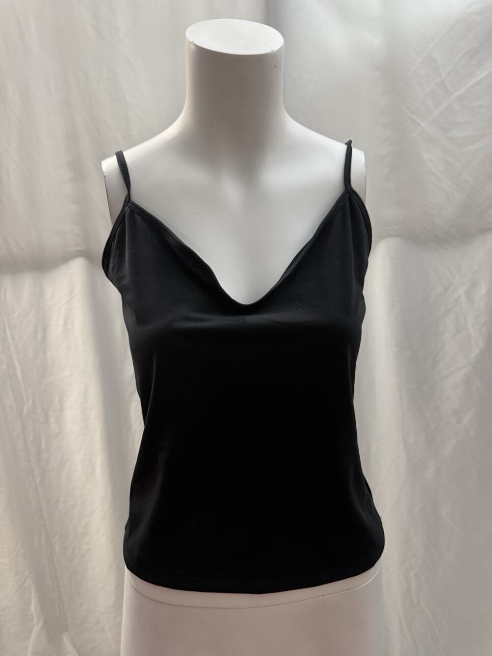 QINSEN Women's V Neck Crop Top Double Lined Adjustable Strap Camisole Shirt M